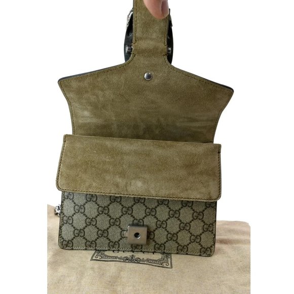 GUCCI  Dionysus Mini GG Supreme Canvas Crossbody Bag Beige - Picture 9 of 11
